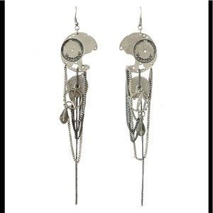 ALL SAINTS Odelia Silver Steampunk Dangle Earrings
